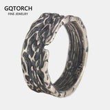 Real 925 Sterling Silver Enamel Rings for Men and Women Simple Retro-patterned Female Jewelry - GQTORCH Jewelry