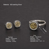 Real 925 Sterling Silver Studding Earrings Rotating Ring for Men and Women with OM Symbol Tibetan Buddhist Jewelry Suit