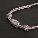 Colorful Tibetan Bracelet 925 Sterling Silver Tube Six Word Mantra Rope Braided Knot Bracelets Lucky Buddhism Jewelry