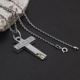 925 Sterling Silver Cross Pendant Necklace Skull Link Chain Respect & Truth Voltaire Quote Necklace Punk Retro Hip Hop Jewelry