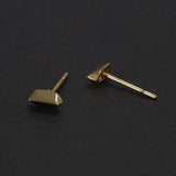 .925 Sterling Silver Punk Geometric Stud Earrings for Men Women Gold Plating Minimalist Slanted Trapezoid Earrings Retro Jewelry