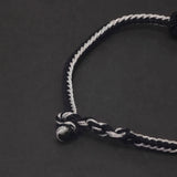 925 Sterling Silver Six Words Tube Charm Bracelet for Men Women Handwoven Rope Braided String Retro Buddhist Talisman Jewelry
