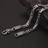 925 Sterling Silver Men's Peace Pattern Chain Necklace Bracelet with Six Words Mantra Clasp Vintage Punk Retro Party Jewelry