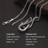 925 Thai Silver Vintage Animal Snake Pendant Necklace for Men and Women Snake Necklace Punk Gothic Rings  Biker Jewelry