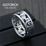 Vintage 999 Sterling Silver Rings For Women and Men Six Words Hollow Design Mantra Buddhist Jewelry