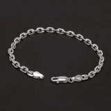 4mm 925 Sterling Silver Diamond-Cut Paperclip Chain Bracelet for Men Cable Link Chain Simple Hiphop Fashion Party Jewelry