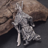 Real 925 Sterling Silver 3D Guan Gong Pendant Handcrafted Chinese God of War Vintage Amulet Unique Spiritual Protection Jewelry