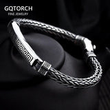 Viking Mens Bracelet 925 Sterling Silver Punk Men Jewelry Hand Braided Chain Wedding Birthday Party