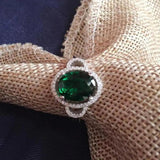 Real Pure 925 Sterling Silver Rings For Women Unique Design Big Green Stone Nano Russian With CZ Fine Jewelry - GQTORCH Jewelry