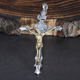 True Pure 925 Sterling Silver Cross Crucifix Pendant Male Gold Silver Classic Religious Jewelry