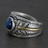 Real 925 Sterling Silver Feather Rings With Evil Eye Charm Mens Rock Ring Drop Shipping Wholesale Vintage Retro Jewelry