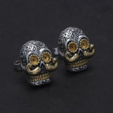 925 Sterling Silver Skull Stud Earrings for Men Women Punk Rock Retro Hip-hop Street Party Not Allergic Jewelry Accessories