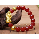 Natural Stone Mantra Beads Bracelet With Pixiu Rainbow Obsidian Tiger Eyes Red Onyx Feng Shui Crystals Bracelets For Women Men - GQTORCH Jewelry