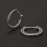 18mm 925 Sterling Silver Micro Inlaid Zircon Hoop Earrings for Men Women Huggie Vintage Hip Hop Ear Jewelry Hypoallergenic
