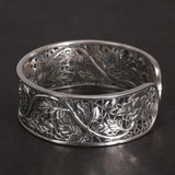 999 Silver Bracelet Bracelet Ladies Lotus Leaf Lotus Hollow Mesh Design Suitable for 16-19 Cm Wrist Buddhist Jewelry - GQTORCH Jewelry