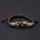 Tibetan Ethnic Style Thermochromic Pixiu Charms Colorful Braided Bracelet Hand-woven Coin Bead Feng Shui Jewelry Attract Wealth