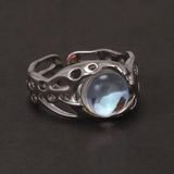 Authenic 925 Sterling Silver Opal Irregular Ring for Women Zircon Finger Rings Adjustable Vintage Y2K Fashion Jewelry
