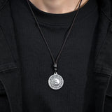 999 Pure Silver Yin Yang Tai Chi Pendant Rope Chain Necklace for Men Women Retro Bagua Eight Trigrams Feng Shui Amulet Jewelry