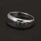 925 Sterling Silver Classic Om mani padme hum Ring Men Women Six Words Mantra Buddhist Avatamsaka Sutra Vintage Simple Jewelry