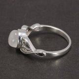 8mm Natural Moonstone  Women Rings Real 925 Sterling Silver Victorian Style Solitaire Ring