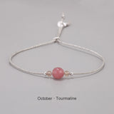 Handmade Birthstone Bracelet Girl Women 12 Months Natural Stone Braided Rope Friendship Bracelet Adjustable Minimalist Jewelry
