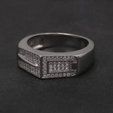 100% Sterling Silver Men Wedding Band Micro Inlaid Zircon Engagement Ring Fashion Eternity Promise Ring Luxury Designer Jewelry