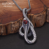 925 Thai Silver Vintage Animal Snake Pendant Necklace for Men and Women Snake Necklace Punk Gothic Rings  Biker Jewelry