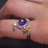 925 Sterling Silver Natural Amethyst Opal Jade Scorpion Ring Men Women Hip Hop Rock Style Open Finger Rings Unique Party Jewelry - GQTORCH Jewelry