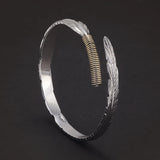 999.9 Pure Silver Bohemia Feather Cuff Bracelet for Men Women Retro Punk Vintage Wrist Open Bangle Party Jewelry Gift