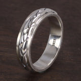 Genuine 925 Sterling Silver Spinner Band Rings For Men and Women Braided Twist Rope Stress Relieving Jewelry