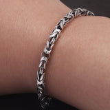 3.5mm 925 Sterling Silver Hand-woven Chain Bracelet for Men Handmade Peace Pattern Bracelet Retro Vintage Fashion Male Jewelry