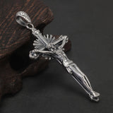 925 Sterling Silver Jesus Crucifix Cross Pendant Men Women Retro Vintage Punk Christ Prayer Amulet Jewelry