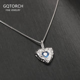 925 Sterling Silver Blue Crystal Love Heart Necklace for Women Girl Romantic Elegant Fashion Jewelry
