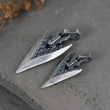 S990 Pure Silver Pendant For Men Antient Viking Spearhead Weapon Shape Handcrafted Jewelry