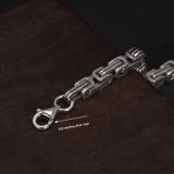 925 Sterling Silver Byzantine Cuban Chain For Men and Women Punk Hip Hop Retro Square Lovers Bracelet