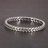 Hand Braided 999 Sterling Silver Women's Cuff Simple Braided Bracelet Vintage Matte Fine Jewelry