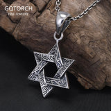 925 Sterling Silver Jewish Israel Star Pendant Necklace for Men Women Hexagram Star Of David Pendant Fashion Punk Retro Jewelry
