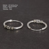 19mm 925 Sterling Silver Circle Hoop Earrings for Women Steampunk Round Earring With Peace Lines Fine Jewelry