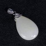 Natural Gemstone Jade Lucky Pendant Real Pure 925 Sterling Silver For Women Antique Retro Women Accessories 107