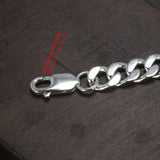 Real 925 Sterling Silver Couple Bracelet 6mm 8mm Hip Hop Rock Punk Cuban Necklace Simple Retro Men's and Women's Jewelry