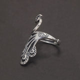 925 Sterling Silver Vintage Peacock Ring for Women Thai Silver Color Ethnic Style Jewelry Birthday Party Gift for Lady