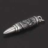 999 Pure Silver Vintage Bullet Shaped Openable Pendant Necklace Dragon Engraved Punk Rock Male Amulet Jewelry