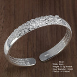 999 Sterling Silver Peacock Opening Cuff Bracelet For Women Heart Sutra Engraved Buddhist Thai Silver Jewelry bangles bracelets