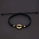 Handmade Braided Red Black String Rope Lucky Couple Bracelet with 925 Sterling Silver Hollow Circle Friendship Bracelet Jewelry