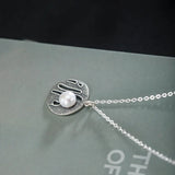 S925 Sterling Silver Vintage Hollow Pearl Necklace for women Simple Ethnic Style Pendant Open Pearl Ring Women's Jewelry Set