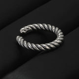 925 Sterling Silver Braided Twisted Ring for Women Adjustable Twist Rope Korean Trending Vintage Fashion Handmade Jewelry