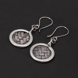 925 Sterling Silver Retro Braided Disc Pendant Earrings for Women Fashion Vintage Drop Dangle Earrings Handmade Jewelry