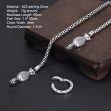 Real 925 Sterling Silver Popcorn Chain 65cm Fish Clasp Openable Sweater Necklace for Women Retro Thai Six Words Mantra Engraved