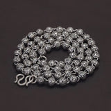 6mm 925 Sterling Silver Men's Beads Ball Chain Necklace with Six Words Mantra Engraved Retro Vintage Buddhist Jewelry