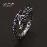 925 Sterling Silver Punk Dragon Bone Spine Ring for Men and Women Retro Gothic Hip-hop Opening Type Biker Jewelry Cosplay